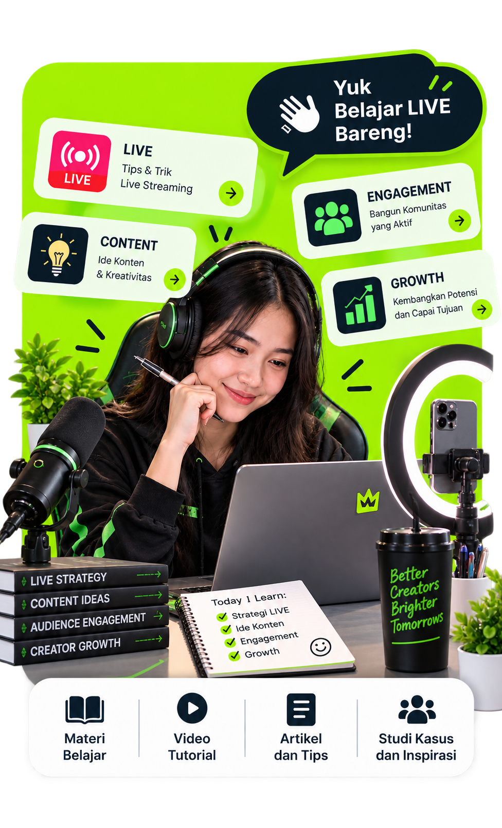 Poster Streamer sedang belajar edukasi Live